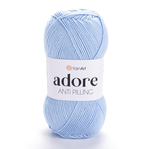 1 Skein YarnArt Adore, Antipilling Yarn, 100% Antipilling Acrlylic, 100 g (3.5 oz), 280 m (306 yd), 3 : Light-DK, Light Blue - 340 - color: Light Blue - 340