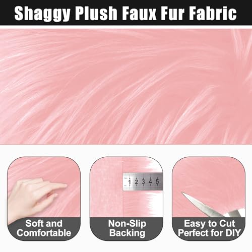 Light Pink 2x60Inch Faux Fur Shaggy Plush Faux Fur, Fabric Precut Strips Fluffy Fuzzy Faux Fur, Craft Beard Hair, Beard Miniature Dolls Rugs Mats Gift, Winter Halloween Christmas Costume Party Decor - color: Light Pink