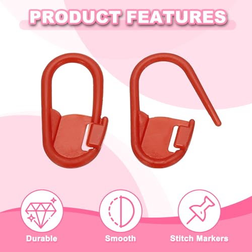 PATIKIL Crochet Stitch Markers, 200Pcs Plastic Knitting Markers Needle Pin Locking Stitch Marker for Sewing Crocheting DIY Craft, Red - color: Red