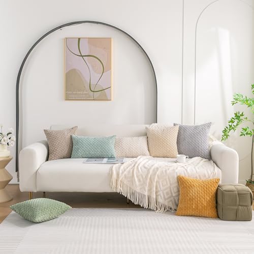 Set of 4 Neutral Decorative Throw Pillow Covers 16x16 Inch Corduroy Pillow Covers for Bed Couch Sofa Living Room Soft Square Cushion Cases - color: Neutral, size: 16" x 16" (Pack of 4)