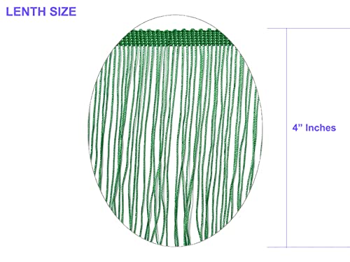 10 Yards of 4" Long Chainette Fringe Thread Yarn Tassel Trim Braid Fringe for Crafts Sewing and Decor-Green - color: Green, size: Value 10 Yards