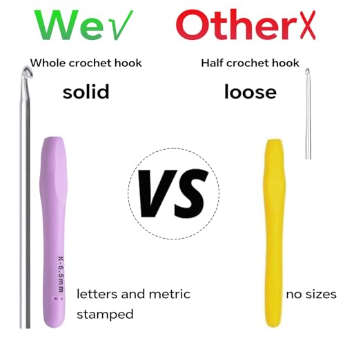 6.5mm Crochet Hook, Ergonomic Crochet Hooks with Soft Rubber Handle and Smooth Glide Head - Lightweight Aluminum Needles for Beginners, Arthritis, Yarn Projects, Long Crafting Sessions (6.5 mm) - size: 6.5mm