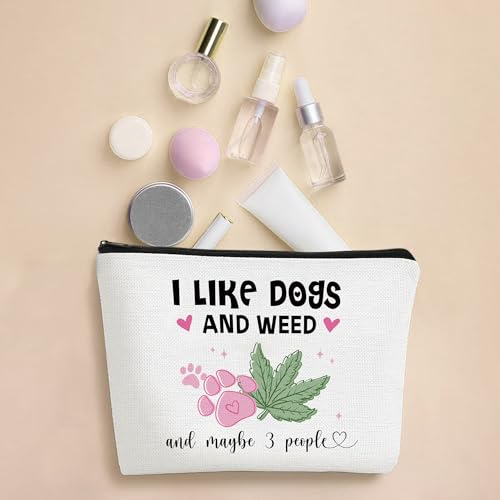 Dog Weed Lover Gifts Cute Makeup Bag Accessories for Women Girl Funny Dog Mom Gifts Cosmetic Bag for Female Her Girl Niece Travel Toiletry Bag for Dog Owner - style: Weed and Dog
