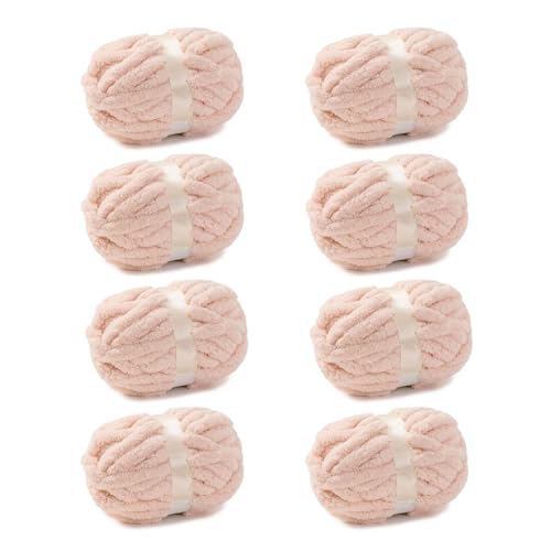 bearberry Jumbo Chenille Yarn, Super Bulky 10 - Extra Plush & Skin-Friendly for Chunky Knit Blankets, Arm Knitting & Crocheting 8-Pack (8oz/25yd Per Skein), Machine Washable, Ultra Soft, Pink - color: Pink
