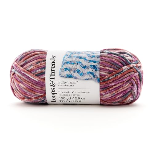 Loops & Threads Sunrise Bulky Twist Multi Yarn – Bulky Weight Yarn for Knitting, Crochet, Weaving, Arts & Crafts, 15 Pack - color: Sunrise