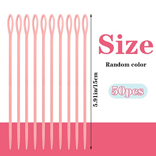 Lunarm Plastic Needles 50pcs Yarn Needles Plastic Large Eye 5.91inch/15cm | Embroidery Sewing Needles Easy Thread, Fine Motor Skills, Yarn Craft DIY Sewing, Handmade Weaving Crocheting Knitting - size: 5.91 inches