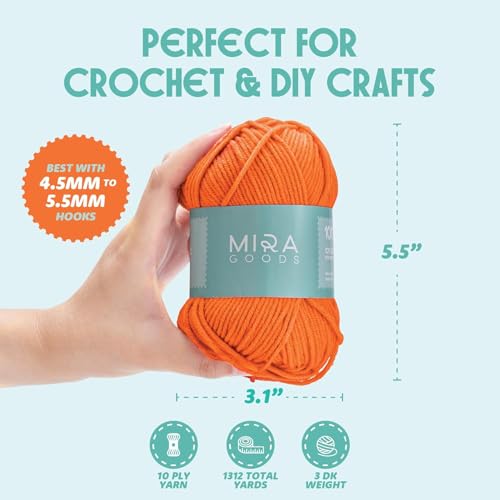 Mira HandCrafts 12 Acrylic Yarn Skeins - Crochet and Knitting Starter Kit for Colorful Arts and Crafts with 1,312 Yards of Multicolored Thread - Make Amigurumi, Granny Squares, Scarves, and Throws - size: 12 Pack