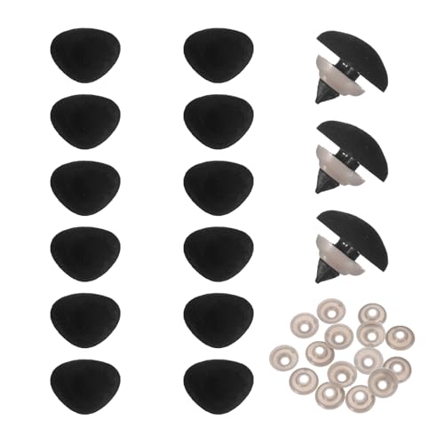 MECCANIXITY 15 Sets Safety Noses, 15 mm Safety Eyes and Noses with Washers for Crochet Animals Plush Bear Doll Making Supplies Accessories, Black - color: Black