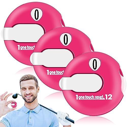 Frienda Golf Score Counter with One Touch Reset | Clip-on Golf Stroke Counter for Women and Men, One-press Reset Counts to 12, Attaches to Glove Collar Belt, Mini Scorekeeper - color: Pink
