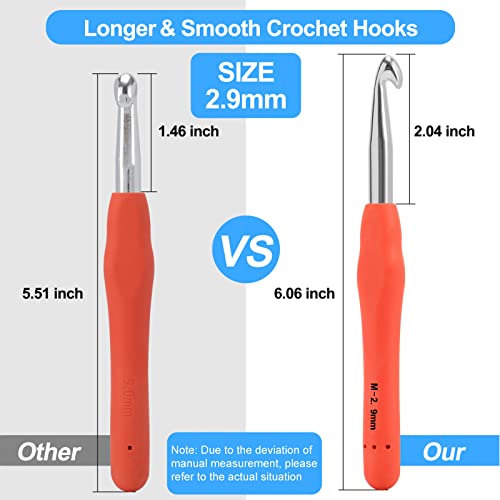 Vodiye Professional Extra Long 9mm Crochet Hooks, Ergonomic Handle Set for Beginners and Experienced Lovers - size: 1pc - 9mm