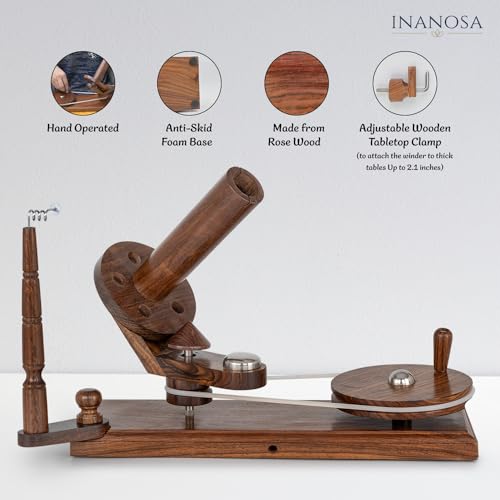 Handcrafted Jumbo Yarn Winder for Crocheting Set - Yarn Ball Winder Large Capacity with Anti-Slip Foam Base, Perfect Yarn Winder and Swift for All Yarn Types - Rosewood (Winder + Swift) - color: Rosewood (Winder + Swift)