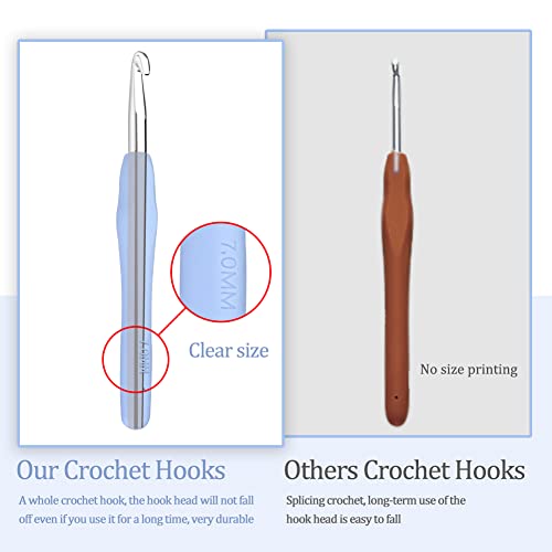 QMNNMA 7 mm Crochet Hook, Ergonomic Crochet Hooks for Arthritic Hands | Crochet Needles for Yarn, Extra Long Knitting Needles for Beginners and Crocheting Yarn, Good for Making Blankets - size: 7mm