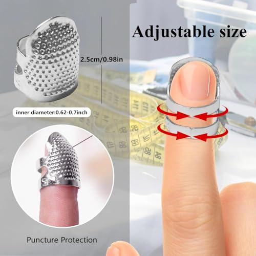 Sewing Thimble, Finger Protector for Hand Sewing, Quilting & Needlework, Comfortable Fit, Essential Sewing Accessory Safety Use - color: 1 Silvery M