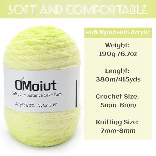 3 Pack Ombre Crochet Yarn Cake - Baby Blanket Yarn for Crocheting Soft - 20% Nylon 80% Acrylic Amigurumi Yarn - 570g/20.1oz Gradient Yarns for Crocheting &Crafts(3 Greenish Yellow) - color: 3 Greenish Yellow