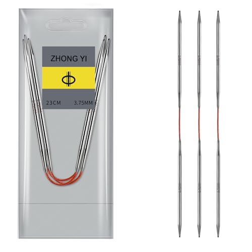 Soosui 3.75mm Circular Knitting Needles US5 |3-Pack 9-inch (23cm) Double-Pointed Flexible Circular Needles, 3cm Cable, Durable and Smooth for Sweaters, Socks, Hats, and Other DIY Knitting Projects. - size: 3.75mm/US5