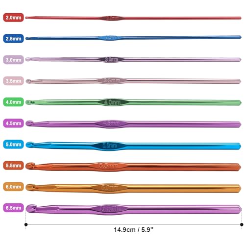 Skweawert 6Pcs 2.5mm Stainless Steel Crochet Hook | Bulk Hand Needles, for Beginners, Women, College Students, Crocheters - size: 2.5mm