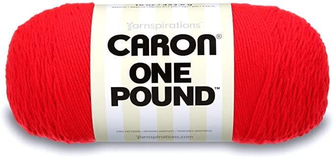 Caron One Pound Soft Yarn for Crocheting & Knitting, Scarlet, 2-Pack | #4 Worsted Medium, Soft 100% Acrylic Yarn for Crochet, Knitting, Blankets and Crafts, 812yds, 453.6g/16oz per skein - color: Scarlet, size: 2 Pack