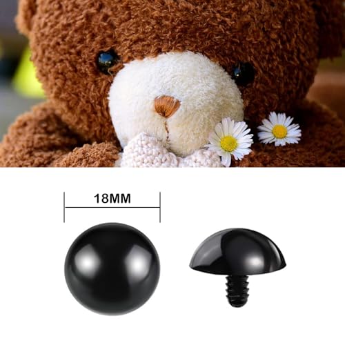 SUCHCOSY 150pcs (Eyes and Washers: 300pcs) Safety Eyes for Amigurumi 18mm Plastic Crochet Doll Eyes with Washers for Knitting Crochet Crafts.Black - size: 18mm
