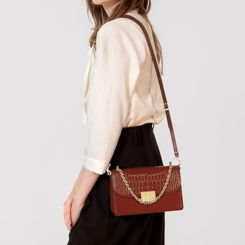 RAYNAG Leather Crossbody Strap Replacement, Adjustable Purse Strap, Handbag Shoulder Strap Replacement with Gold Hardware, Coffee - color: Coffee With Gold Hardware