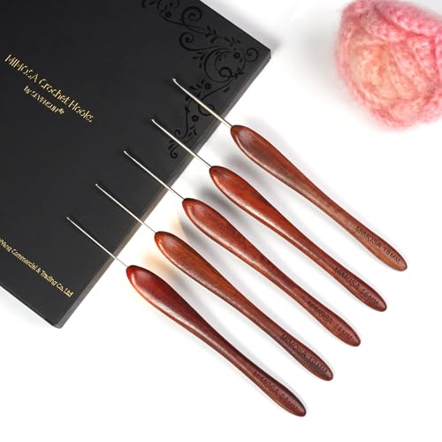 SEVENSUN Mimosa Crochet Hooks Set 5 Pack of 0.8mm 1.0mm 1.4mm 1.6mm 1.8mm Crochet Hook, Hand Polished Ergonomic Crochet Hooks, Stainless Steel Crochet Hook, Crochet Needle Set - size: Set 5 Pack of 0.8, 1.0, 1.4, 1.6, 1.8mm