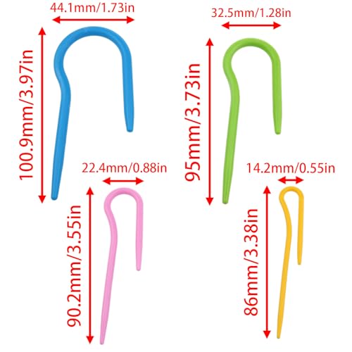 Xhziy 28 Pcs Cable Needles for Knitting, Multicolor Stitch Holder Set | Smooth Plastic, U Shaped and Curved Designs, Assorted Sizes for Sweaters, Socks, Scarves, and Yarn Crafts