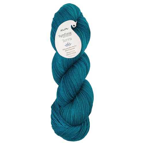KnitPro Symfonie Fingering Weight Merino Wool Yarn 100g, Peacock Green | 75% Extrafine Merino & 25% Polyamide, 438yds, OEKO-TEX Certified, Superwash, Colorfast, #1 Yarn Skein for Knitting & Crochet - color: Peacock Green