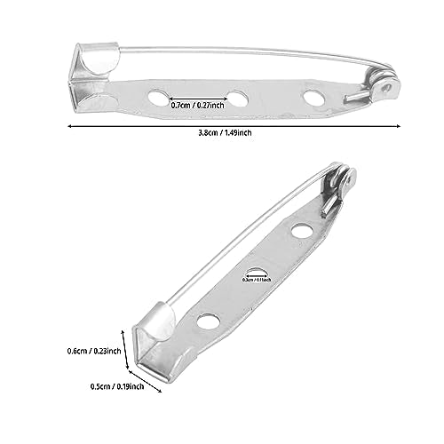 50 Pcs Silver Bar Pins, Safety Pins - Secure Back Clasp - Reliable Brooch Pins for Various Uses Locking Pins Backs Safety Clasp Brooch (38MM, Silver) - size: 38MM