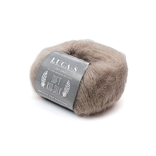 Soft Kid-Silk – 2 Skeins of Fluffy Lightweight Kid Mohair & Silk Yarn for Knitting & Crochet, 1.75 oz (50g), 460 yds (420m) Total - color: Beige (12), size: 2 Units