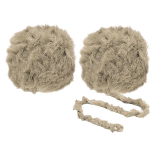 PATIKIL 35yds Faux Fur Yarn, 2 Skeins Fuzzy Yarn Crochet Fluffy Yarn Soft Chunky Polyester Plush Fur Eyelash for Crocheting Knit Blanket Rug Sweater Scarf Hat Bear Craft, Camel
