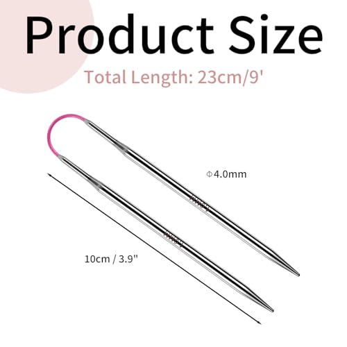 Soosui 4.0mm Circular Knitting Needles US6 |3-Pack 9-inch (23cm) Double-Pointed Flexible Circular Needles, 3cm Cable, Durable and Smooth for Sweaters, Socks, Hats, and Other DIY Knitting Projects. - size: 4.0mm/US6