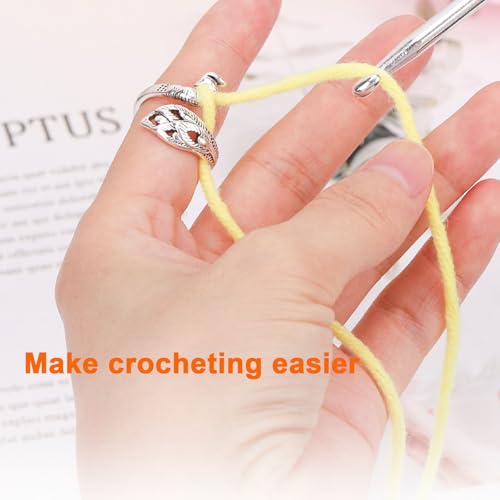 Crochet Ring, Adjustable Crochet Accessories Crochet Stuff Crochet Ring for Finger Yarn Guide Knitting Accessories Crochet Tension Rings for Crocheting,Crochet Tools for Mother Grandma Gifts- Multicolor 7 Pack - color: Multi-color, size: 7PCS