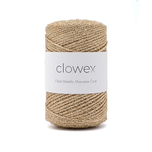 Sparkle Glitter Braided Macrame Cord 2.5mm x 820 ft, Metallic Lurex Shiny Crochet Yarn 273 yds for Bag, Purse, Runner, placemat (1, Beige) - color: Beige