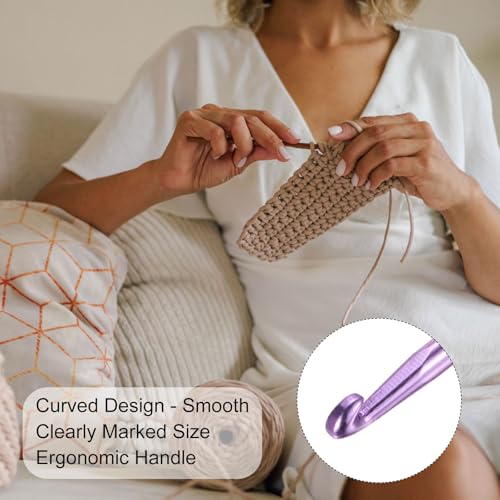 uxcell Aluminum Crochet Hook 6.5mm US Size K(Size 10.5) Needle Purple 10Pcs | Knitting Needles for DIY Craft Yarn - color: Purple, size: 6.5mm