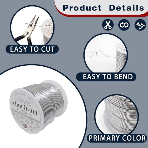 12 Gauge Aluminum Craft Wire Silver 80FT 2mm, Jewelry Making, Flexible Bendable Armature Wire for Sculpting, Floral Crafts, Metal Wire Wrapping, DIY Art Projects & Wreath Making - color: Silver, size: 12gauge
