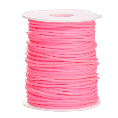 Hollow Rubber Tube Cord 54 Yards 2mm Coralline Stitch Keeper with 1mm Hole | Tubing Knitting Barber Cord Rubber Saver Rubber Pipe with Spool for Knitting Projects Jewelry Making and Bead Creations - color: Coralline