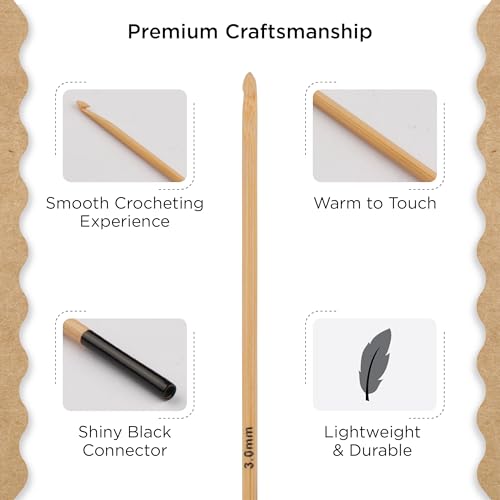 Knitter’s Pride Bamboo Luxe Afghan/Tunisian Crochet Hook - 3mm - size: 3.00mm