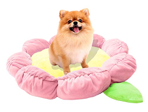TONBO Soft Plush Small Cute and Cozy Pastel Pink Flower Dog Cat Bed, Washer and Dryer Friendly, (Pastel Pink) - color: Pastel Pink Flower