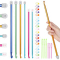 Katech 8PCS Tunisian Crochet Hooks Set, 13.78‘’ Aluminum Large Crochet Needles