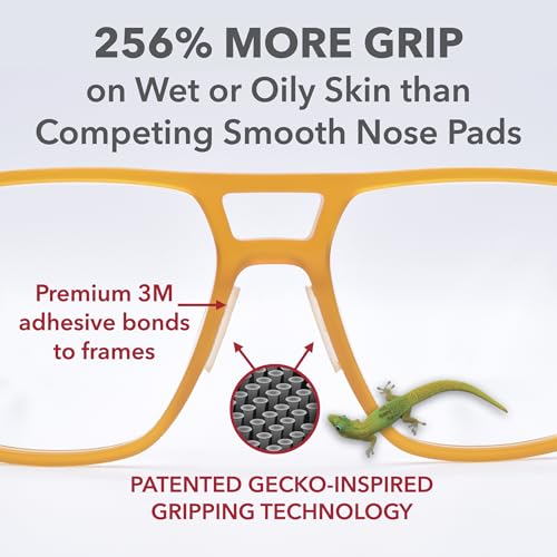 Setex Gecko Grip 1.0mm Anti Slip Nose Pads for Glasses, 15 Pair, Clear | Each Non Slip Nose Pad Has 2,500 Gecko Inspired Micro Fibers, Secures Glasses in Wet, Sweaty and Oily Conditions, Made in USA - color: Bulk Pack 15 Clear Pairs