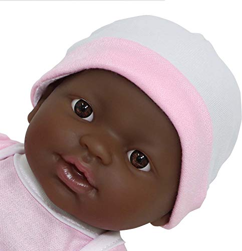 JC Toys - La Newborn Nursery | 7 Piece Doll Gift Set | 12" Life-Like African American Doll with Accessories | Pink | Ages 2+ (18345) - color: Pink African American