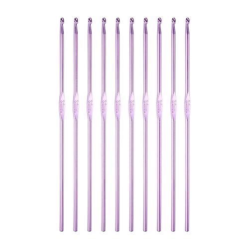 uxcell Aluminum Crochet Hook 3mm US Size C(Size 2) Needle Purple 10Pcs | Knitting Needles for DIY Craft Yarn - color: Purple, size: 3mm