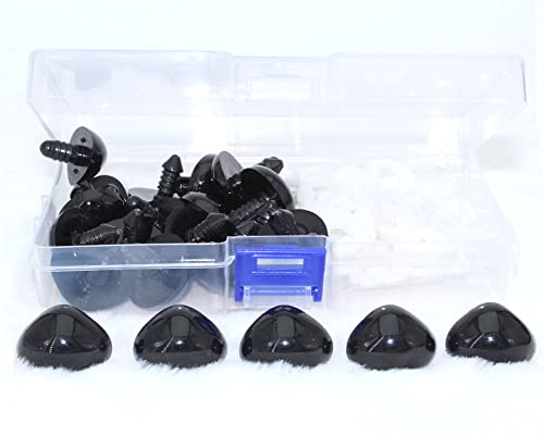 ARTCXC 30pcs 20 * 26mm Large Safety Nose for Crocheting DIY Crafts | Black Plastic Crafts Eyes for Crocheting of Doll, Puppet, Plush Animal Decor,with 30pcs Washers ,Easy to Install Manually - color: Safety nose