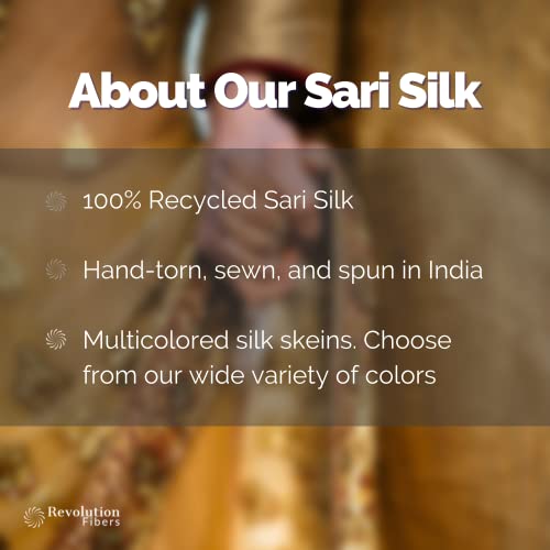 100% Recycled Saree (Sari) Silk Ribbon Yarn - Bulky Weight - 50 Yards per 100 Grams | Knitting & Crocheting | Jewelry Making, Gift Wrapping and Weaving (Harvest Gold) - color: Harvest Gold