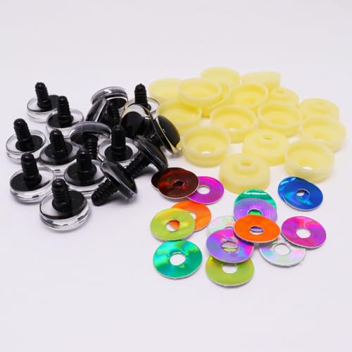 BUXIMN 16pcs 25mm 3D Large Safety Eyes for Crocheting, Tie Dye Laser Crochet Safety Eyes, for Stuffed Animals Doll Eye Crafts - color: Colorful A, size: 25mm