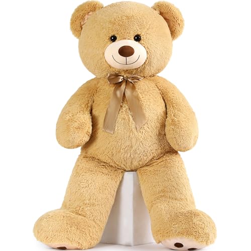 MorisMos 47inch Giant Teddy Bear Stuffed Animal 4ft, Large Teddy Bear Plush, Big Stuffed Bear Gifts for Kids, Girls, Girlfriend, Women on Baby Shower, Valentine, Christmas, Birthday (Light Brown - color: Light Brown, size: 4 ft
