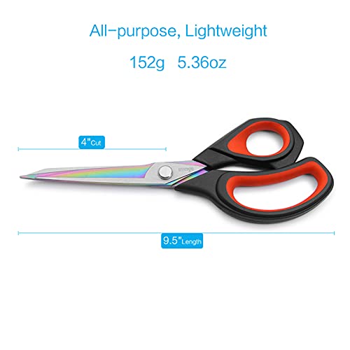 LIVINGO Fabric Scissors 9.5" Professional Tailor Heavy Duty Sewing Shears | Titanium Coated Forged Stainless Steel Blade, Comfort Grip, Leather Dressmaking Quilting Craft Projects - color: Black/Red, size: 9.5"