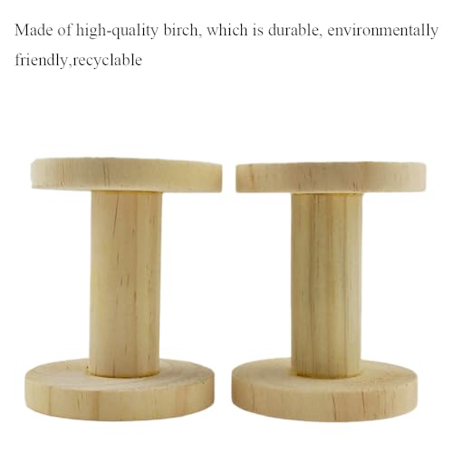 HAHIYO 4Inch/10cm 2PCs Natural Wood Unfinished Wooden Empty Thread Spool Smooth Wire Weaving Bobbin Textile Bobbin Rotatable Spool for Crafts DIY Art Education - color: Wood Color, size: 4Inch-2P