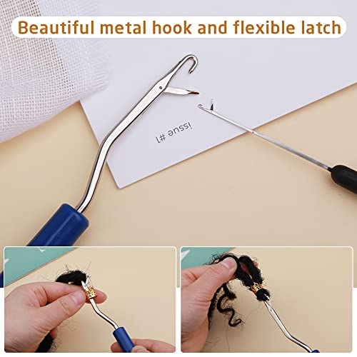 QMNNMA Crochet Needle for Locs, 48 Pcs Dreadlock Crochet Hook for Hair | Loc Tools for Interlocking, 6 Pcs Dreadlock Crochet Needle for Hair Braiding, Bent Latch Hook, Crochet Hooks with Orange Case - color: orange
