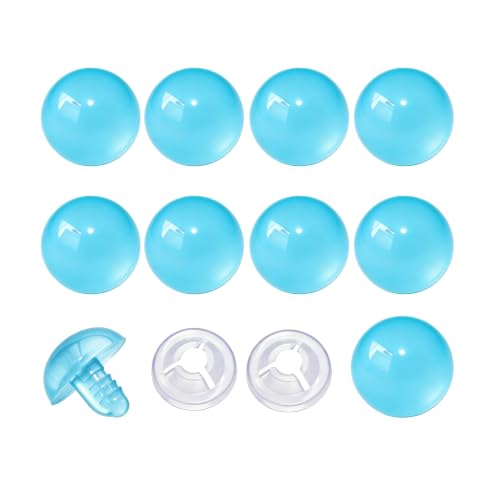 Thalinfayi 24mm Large Safety Eyes Craft Eyes for Amigurumi Crocheting | 60pcs Plastic Safety Eyes and Washers for DIY Crafts Amigurumi Stuffed Animals Handmade Projects. Tool-Free Installation - color: Light Blue