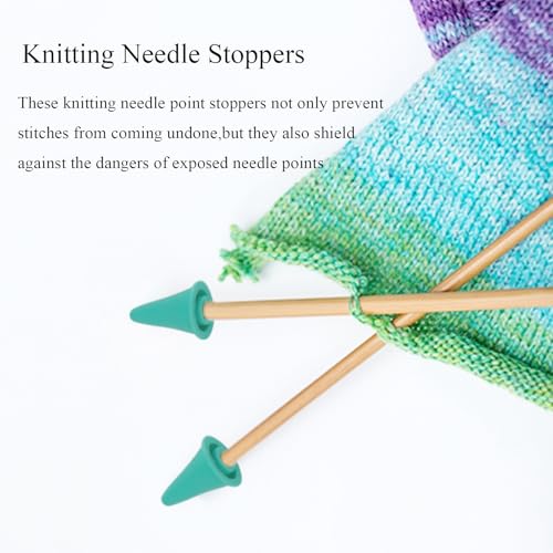 8pcs Knitting Needle Stoppers, Green Large Silicone Knitting Needle Point Protector Needle Tip Cap Stitch Stopper Protector Cover Knitting Accessories Supplies for Knitting Needle, SATONBEYI - color: Green, size: Silicone-Large-8P